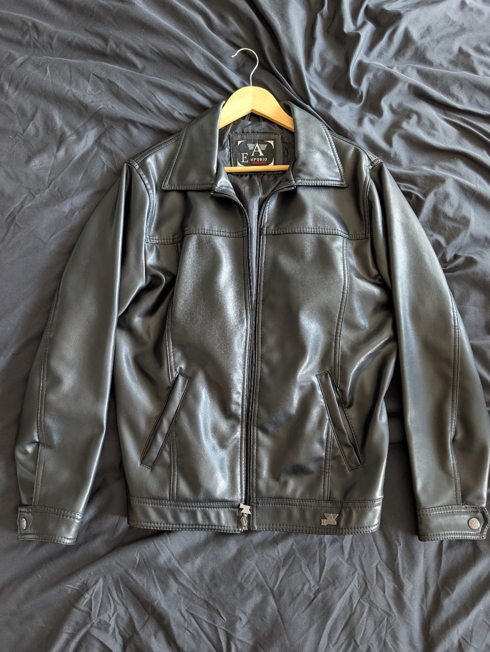 Emporio Collezione (Armani) Black Leather Zipper Jacket